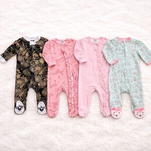 Burtβs Bees Baby Charlotte & Sam Little Me Footed Sleeper Bundle 3-6M New